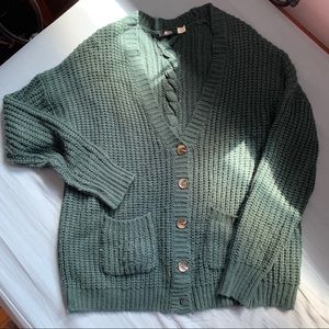 BDG Oversized Knit Braided-Back Cardigan